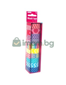 Декоративно тиксо - WASHI TAPE - комплект 10 бр.