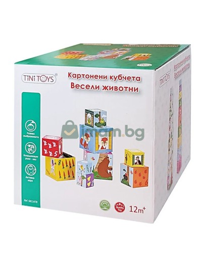 Kартонени кубчета за най-малките, Весели животни, BG