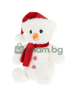 Keeleco Christmas, Плюшен коледен снежен човек с шапка и шал, 20 см