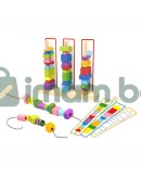 Дървена игра за нанизване с цветове и форми