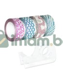 Блестящо декоративно тиксо WASHi TAPE - 4 бр. + държач