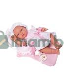 Дрехи за кукла Мария, 43 см - рокличка, шапка, възглавница и одеяло