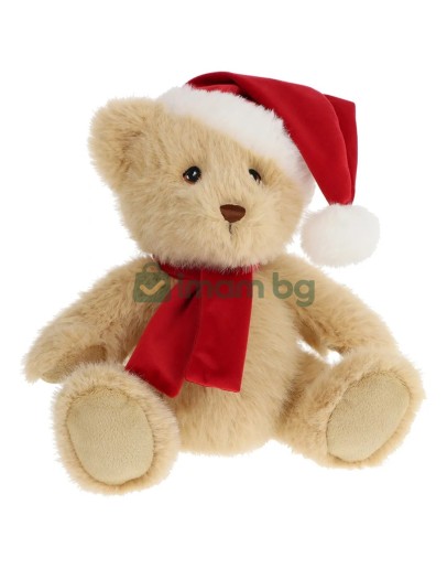 Keeleco Christmas, Плюшено коледно мече с шапка и шал, 20 см