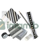 Декоративно тиксо WASHI TAPE - 8 бр. черно-бели + 2 металик