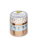 Комплект лепенки за декорации, WASHI TAPE, Злато, 3 бр.