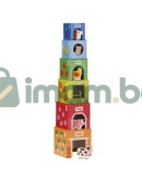 Kартонени кубчета за най-малките, с дървени животни