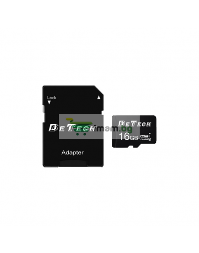 Карта памет DeTech Micro SDHC-I 16GB Class 10 Адаптер