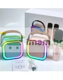 Мини караоке Bluethooth RGB тонколона с 2 микрофона