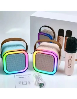 Мини караоке Bluethooth RGB тонколона с 2 микрофона