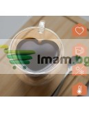 Стъклена термо чаша сърце 240 мл с двойни стени