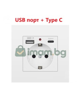Електрически контакт 16A с USB и Type-C 250V 3500W